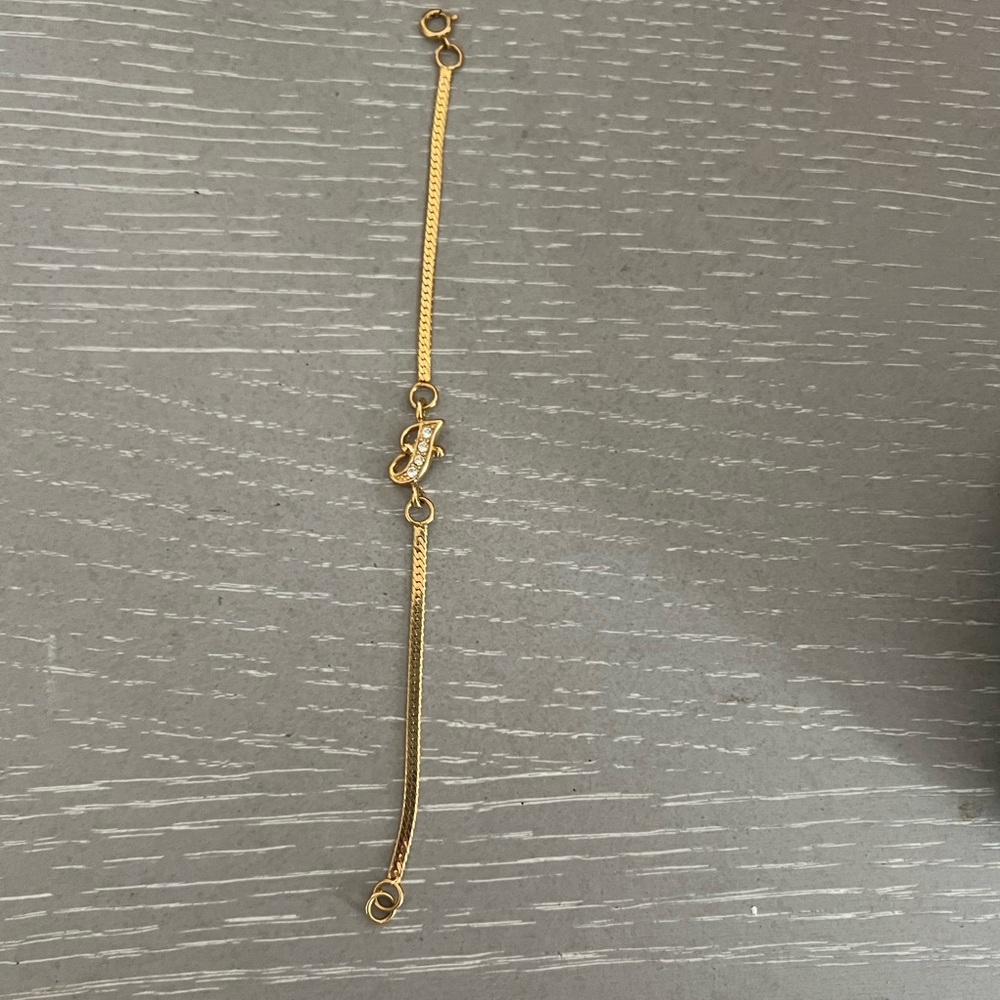 Gold Bracelet With “J” Initial . - image 2